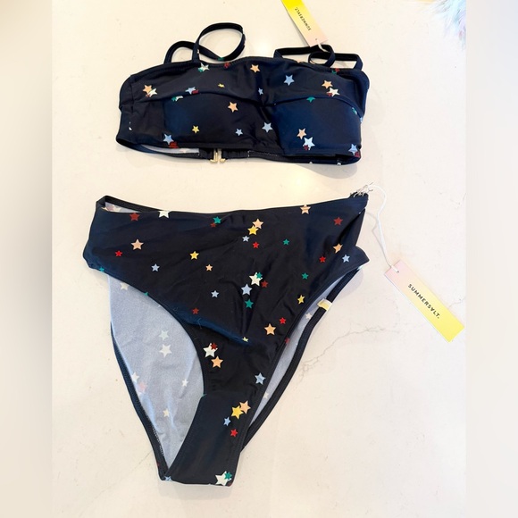 NWT Summersalt The Oasis Bikini Top and Bottom Swimsuit Navy with Stars 4 - Picture 2 of 6